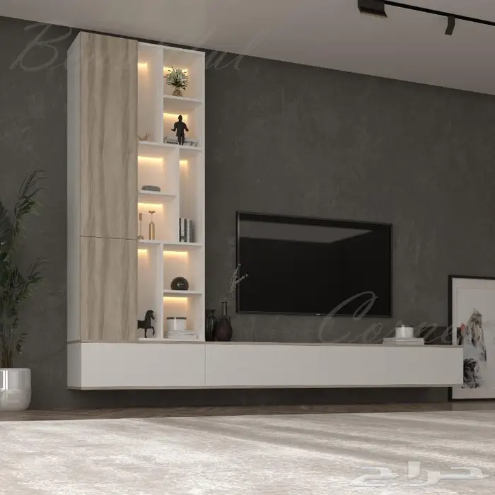 طاولة وديكور شاشه بعدة ألوان بالكرتون جديد وشحن مجاني 0