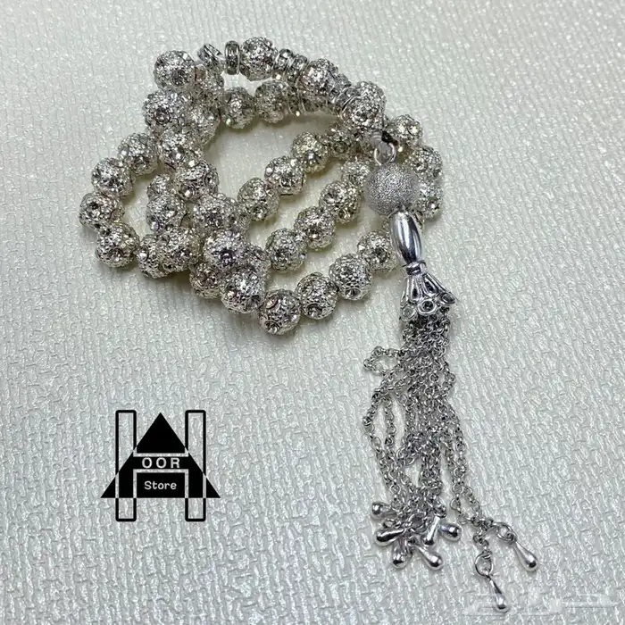 سبحة فخمة فضية مرصعة بفصوص زركون 0