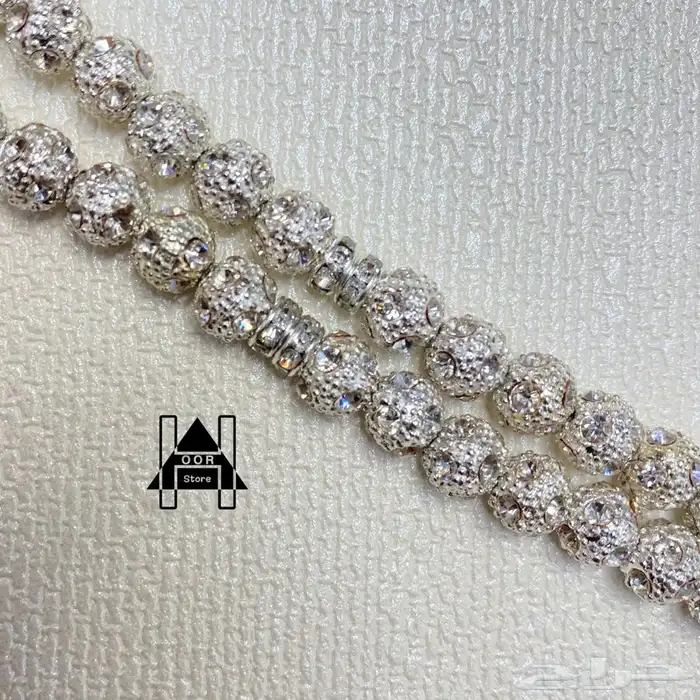 سبحة فخمة فضية مرصعة بفصوص زركون 1