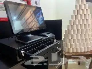 كاشير لمس ميزان باركود ورق رول طابعة فواتير قارء باركود 19