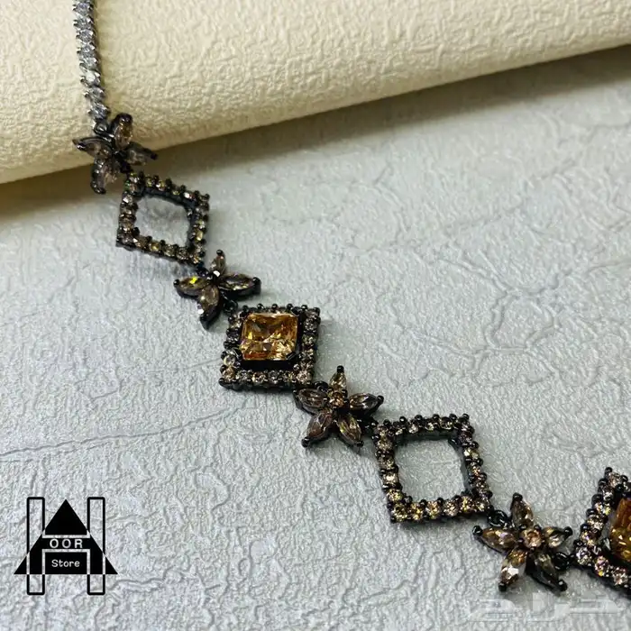 طقم فضة استرليني عيار 925 مرصع بأحجار (الراين البني) 4