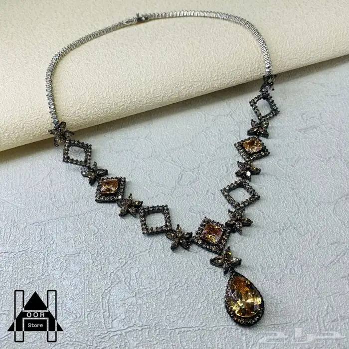 طقم فضة استرليني عيار 925 مرصع بأحجار (الراين البني) 2