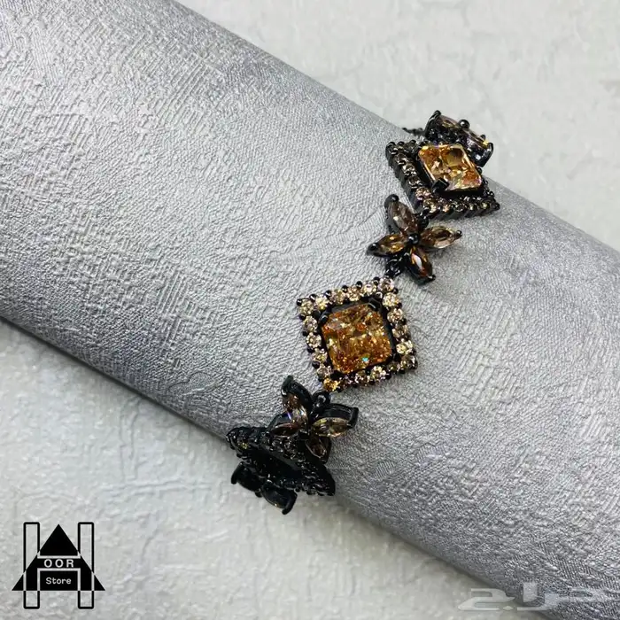 طقم فضة استرليني عيار 925 مرصع بأحجار (الراين البني) 5