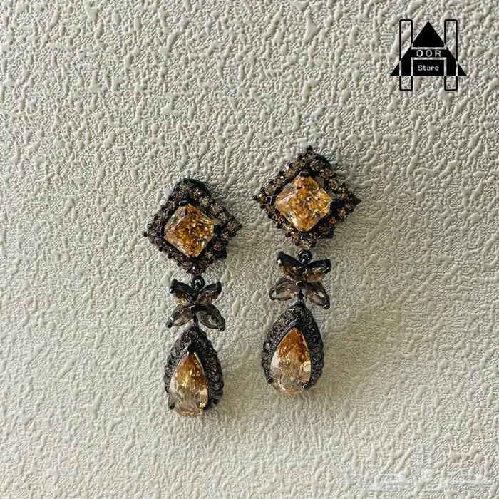 طقم فضة استرليني عيار 925 مرصع بأحجار (الراين البني) 6