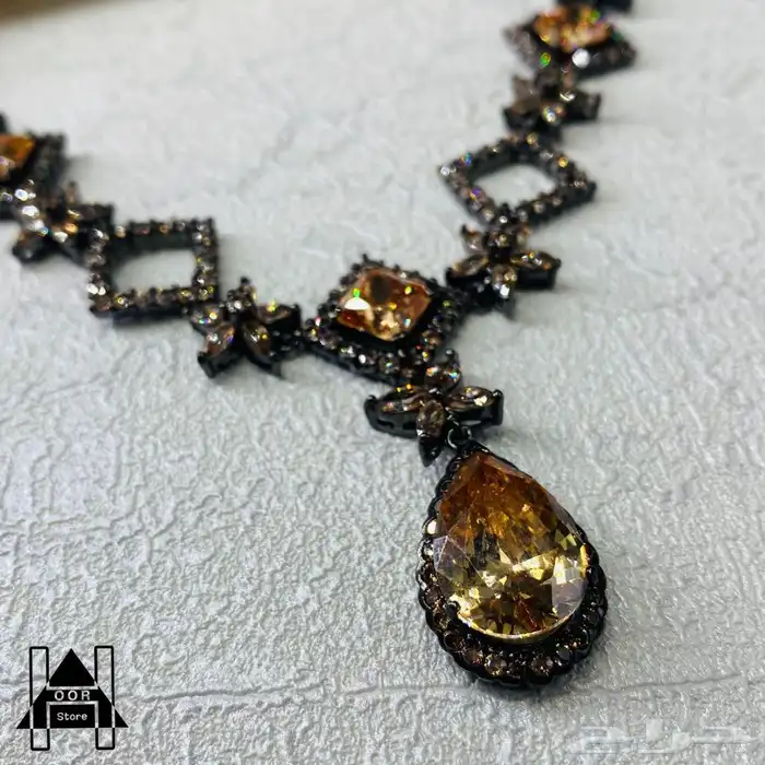 طقم فضة استرليني عيار 925 مرصع بأحجار (الراين البني) 3