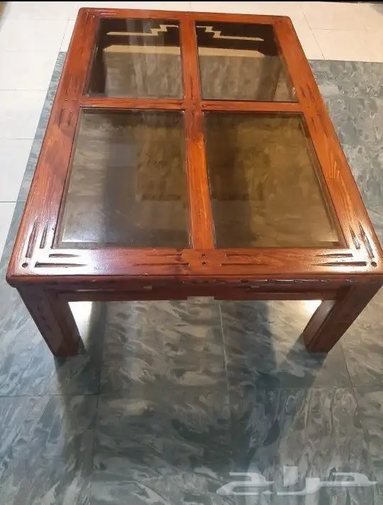 طاوله زجاجيه خشبيه 0