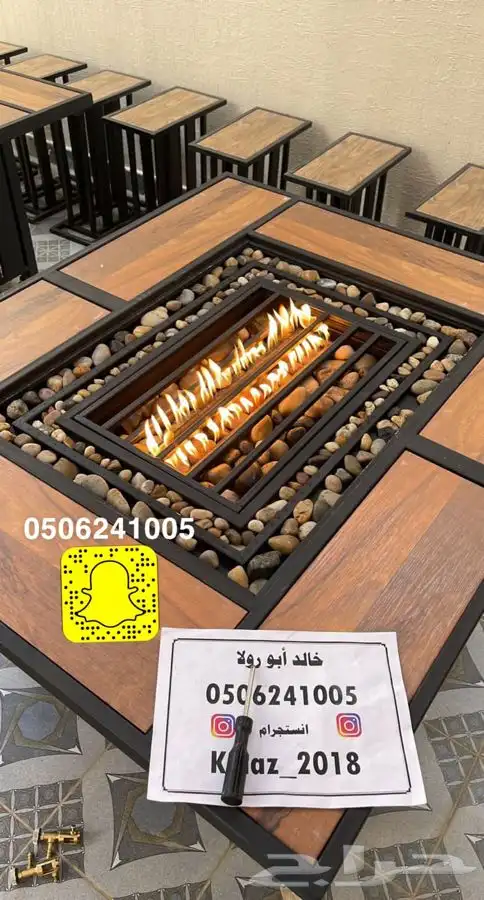 منقد او منقل طاولة تدفئه سيراميك وبرسلان غاز وحطب 1