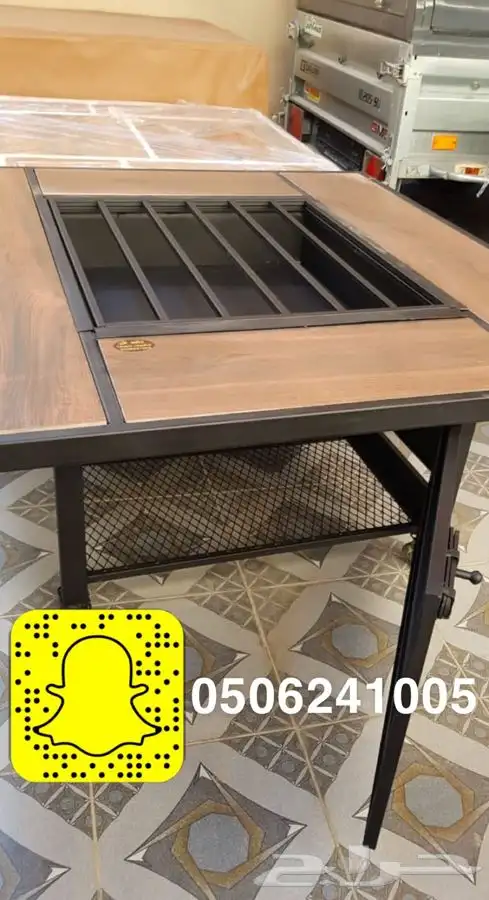 منقد او منقل طاولة تدفئه سيراميك وبرسلان غاز وحطب 91