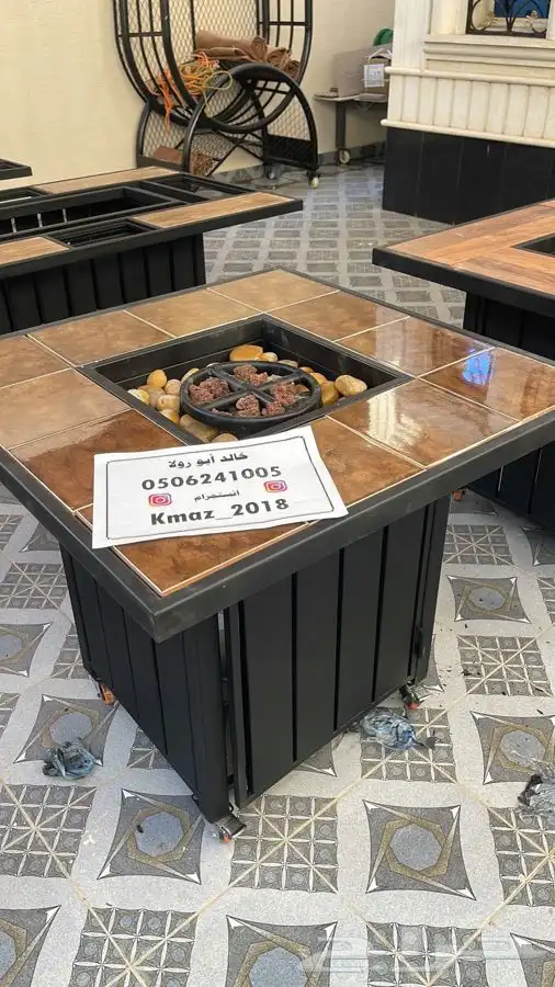 منقد او منقل طاولة تدفئه سيراميك وبرسلان غاز وحطب 40