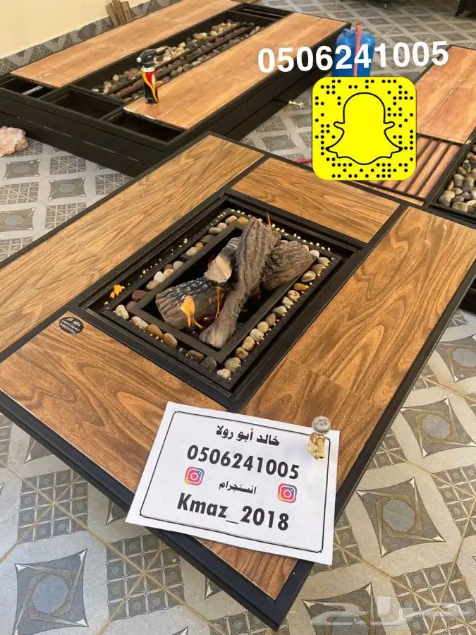 منقد او منقل طاولة تدفئه سيراميك وبرسلان غاز وحطب 14