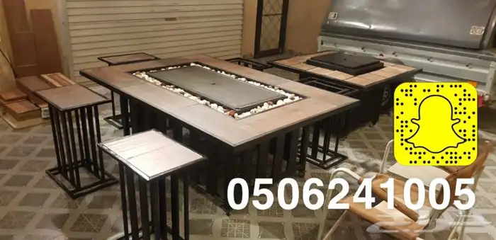 منقد او منقل طاولة تدفئه سيراميك وبرسلان غاز وحطب 96