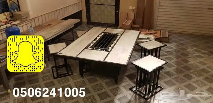 منقد او منقل طاولة تدفئه سيراميك وبرسلان غاز وحطب 94