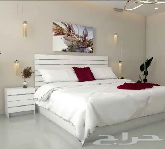 سرير نوم ابيض تصميم هاديء مقاس كنج BD02 2
