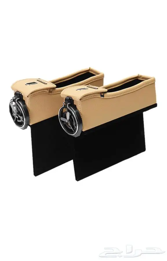 صندوق تخزين جلدي لمقعد السيارةقطعتين لون بيج 0