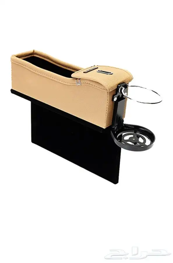 صندوق تخزين جلدي لمقعد السيارةقطعتين لون بيج 1