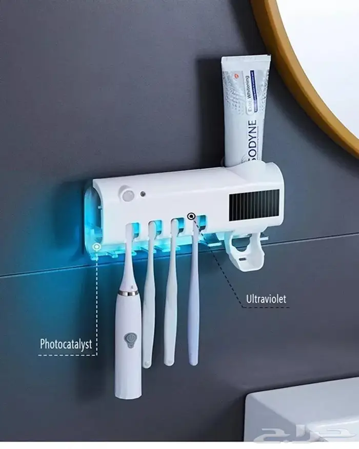 حامل فرشاة و معجون اسنان ذكي مع تعقيم UV 3