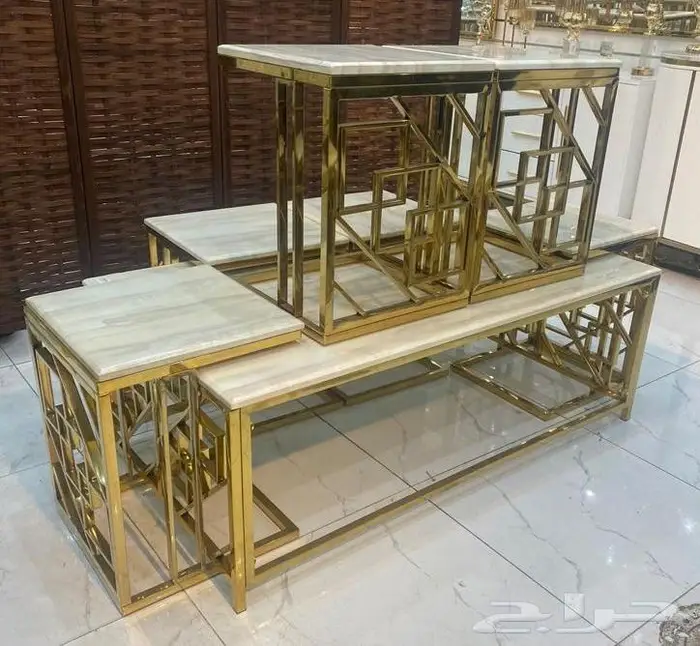 طاولات خدمه استيل مع رخام لحق العرض 20