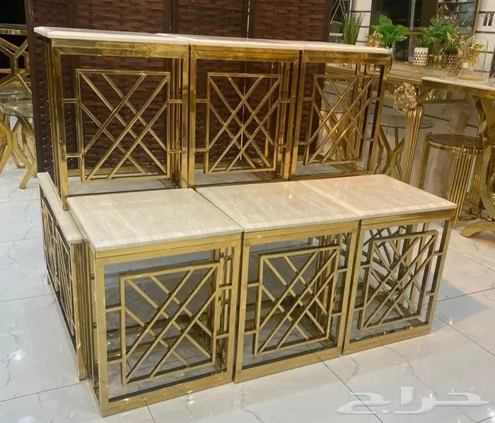 طاولات خدمه استيل مع رخام لحق العرض 13