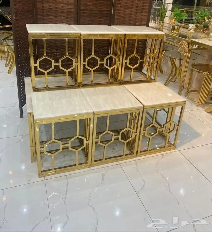 طاولات خدمه استيل مع رخام لحق العرض 3