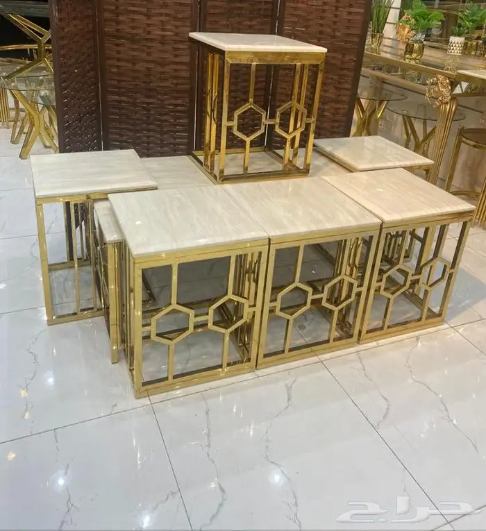 طاولات خدمه استيل مع رخام لحق العرض 6