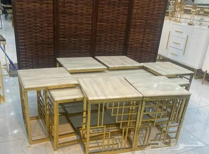 طاولات خدمه استيل مع رخام لحق العرض 15