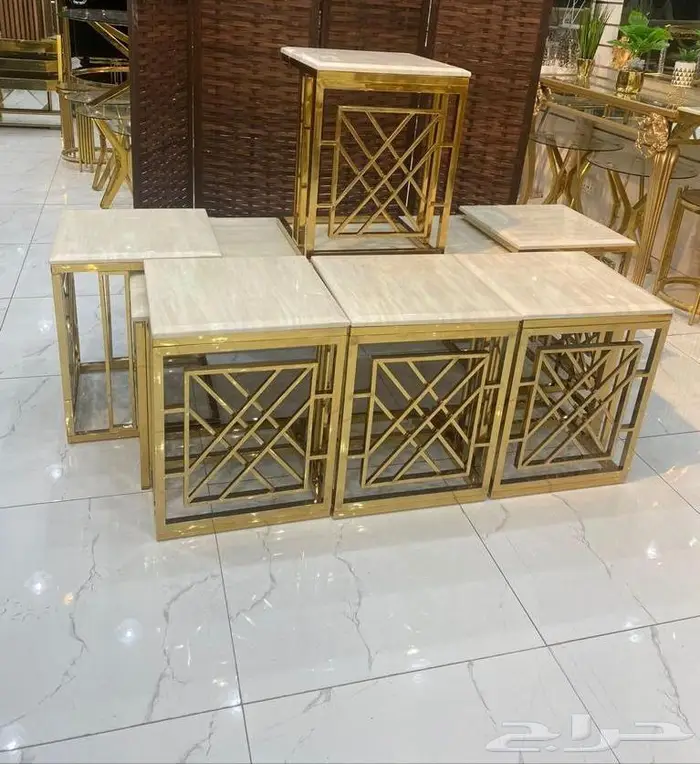 طاولات خدمه استيل مع رخام لحق العرض 17