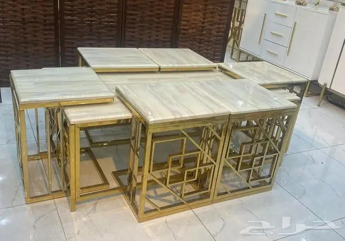 طاولات خدمه استيل مع رخام لحق العرض 9