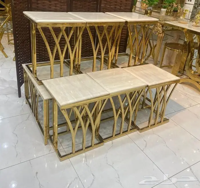 طاولات خدمه استيل مع رخام لحق العرض 0