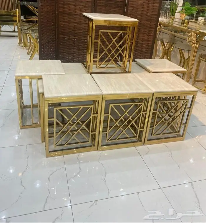 طاولات خدمه استيل مع رخام لحق العرض 16