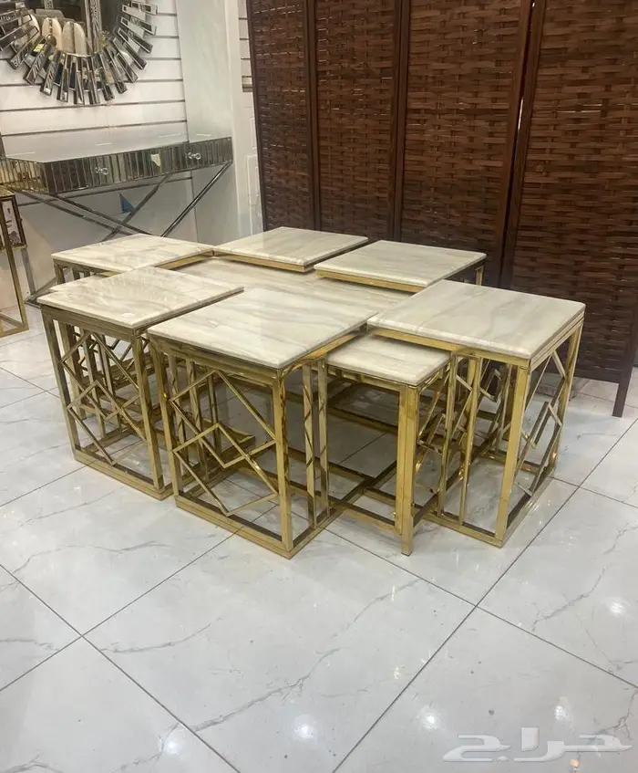 طاولات خدمه استيل مع رخام لحق العرض 2