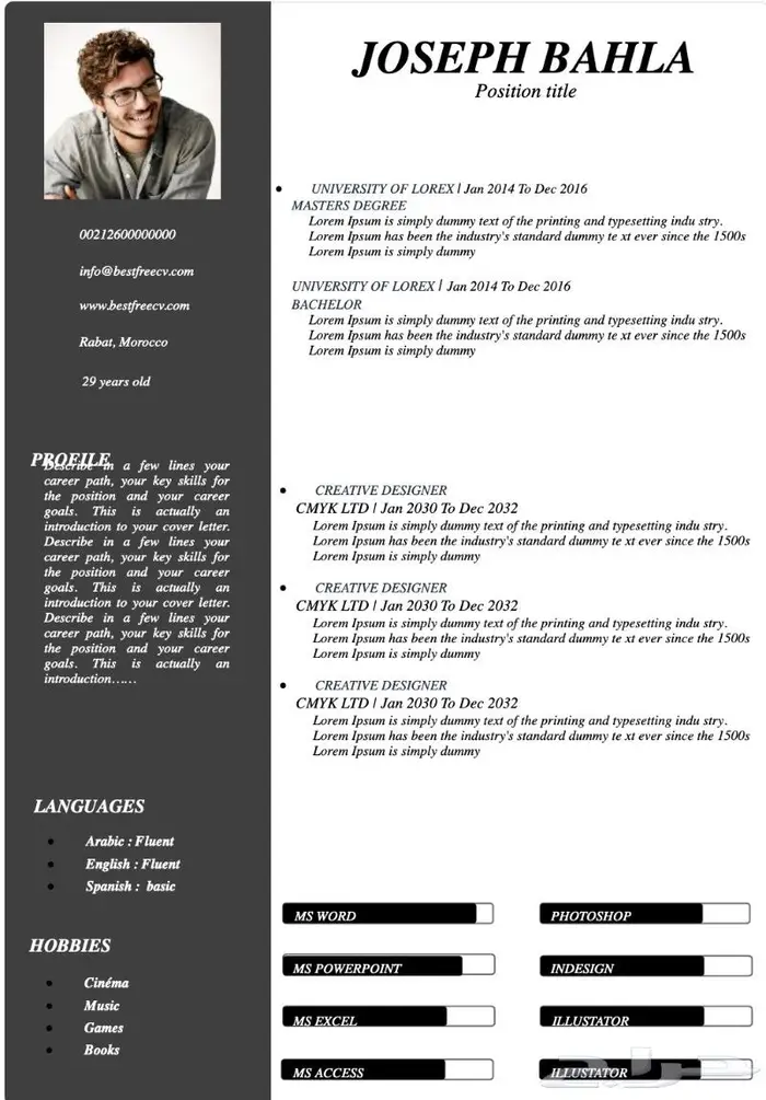 تصميم CV سيرة ذاتية احترافية 3