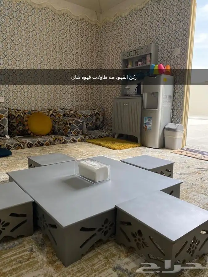 طاولة ارضية قهوة او مجلس خشبي خماسي 10