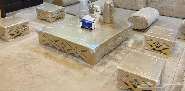 طاولة ارضية قهوة او مجلس خشبي خماسي 11