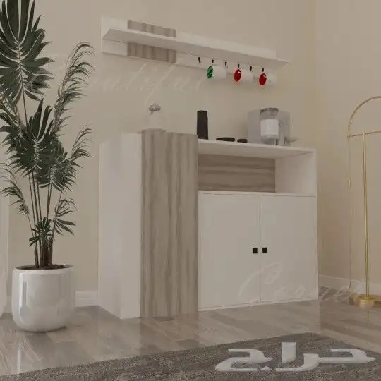 طقم طاولات تلفزيون بني مع اسود او رمادي وابيض 3