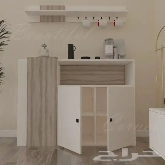 طقم طاولات تلفزيون بني مع اسود او رمادي وابيض 4