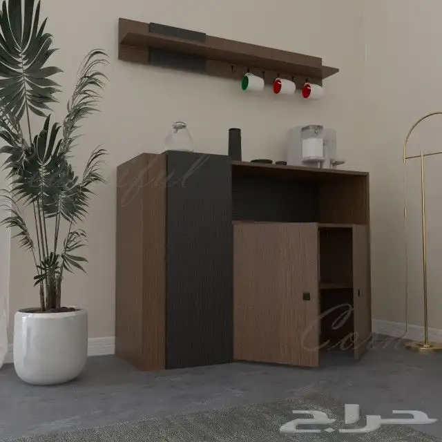 طقم طاولات تلفزيون بني مع اسود او رمادي وابيض 16