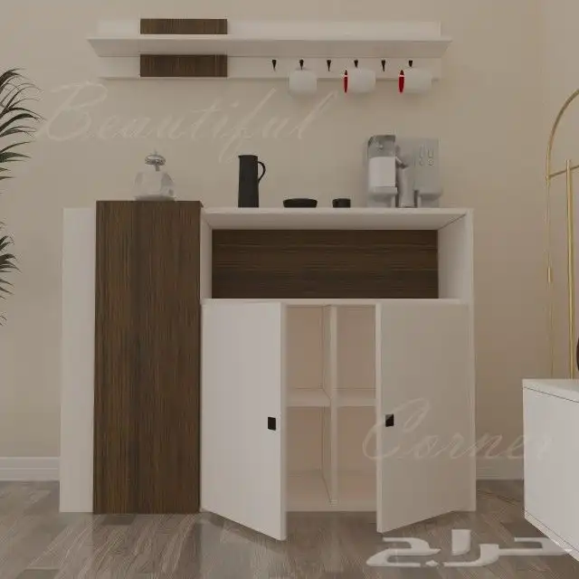 طقم طاولات تلفزيون بني مع اسود او رمادي وابيض 19