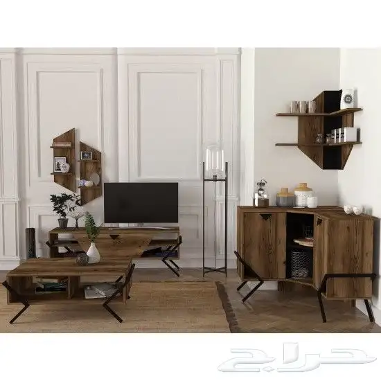 Prego طقم طاولة تلفزيون وطاولة قهوة وركن لل 1