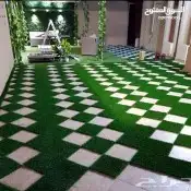 معلم تركيب موكيت عشب صناعي مشمع نجيله بدل خشب 17