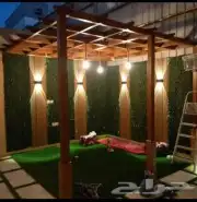 معلم تركيب موكيت عشب صناعي مشمع نجيله بدل خشب 16