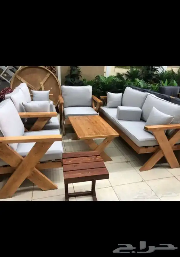 جلسات حدائق خارجية خشب حديد جاهز تفصيل مركاز 25