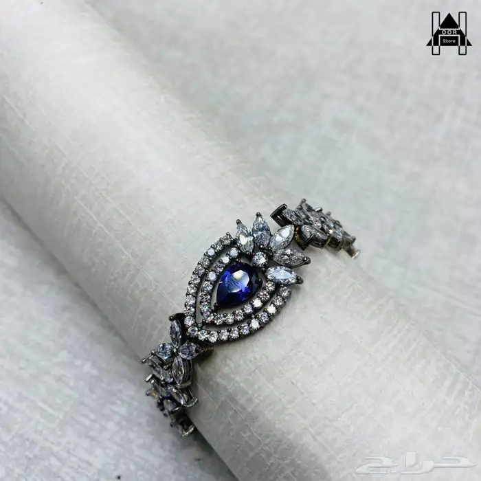 طقم فضه ( Silver ) عيار 925 مرصع بياقوت أزرق (زفير) وزركون 3