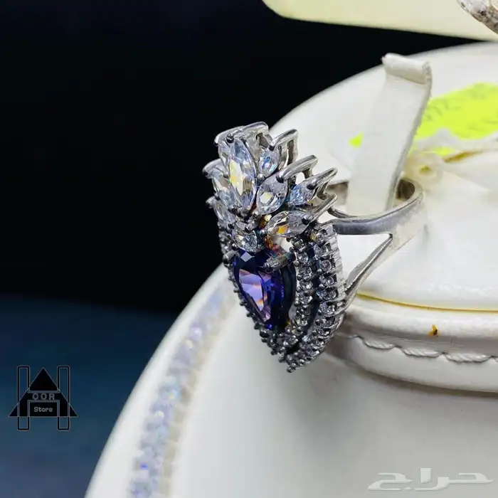 طقم فضه ( Silver ) عيار 925 مرصع بياقوت أزرق (زفير) وزركون 5