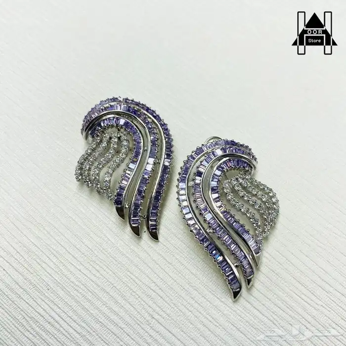 طقم فضة ( Silver ) بأحجار الياقوت الأزرق (زفير ) مرصع بزركون 3