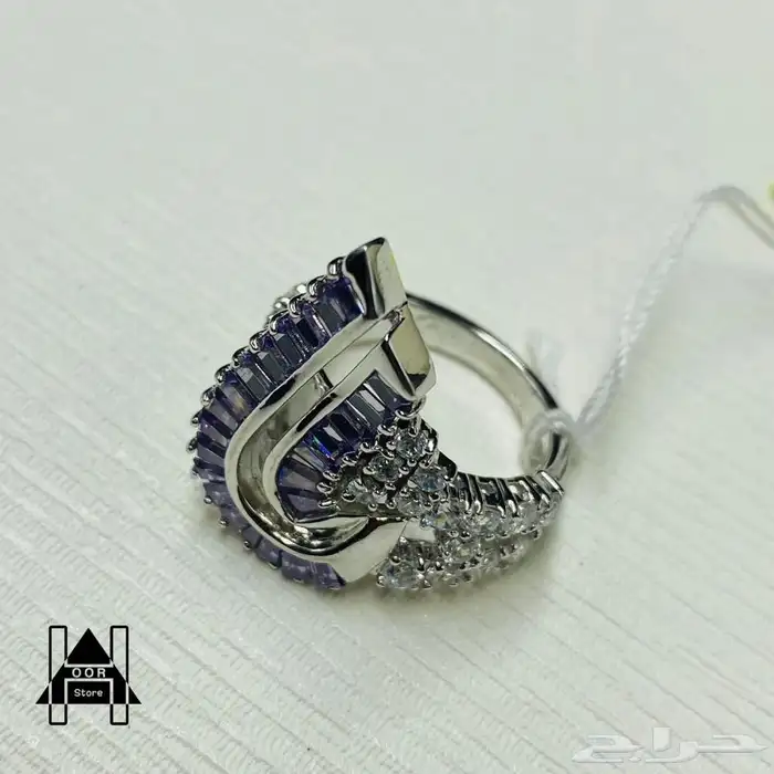 طقم فضة ( Silver ) بأحجار الياقوت الأزرق (زفير ) مرصع بزركون 4