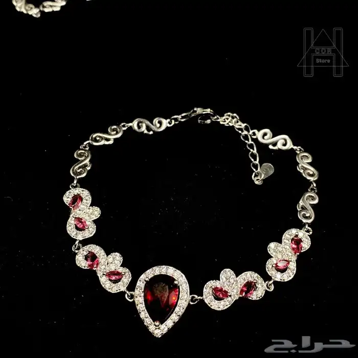 طقم فضة ( Silver ) عيار 925 مرصع بياقوت أحمر (روبي) وزركون 3