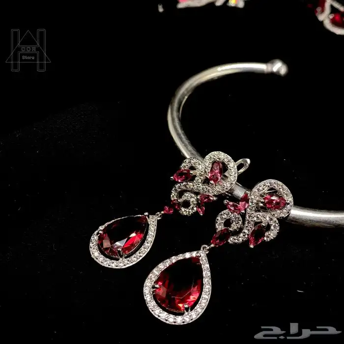 طقم فضة ( Silver ) عيار 925 مرصع بياقوت أحمر (روبي) وزركون 4