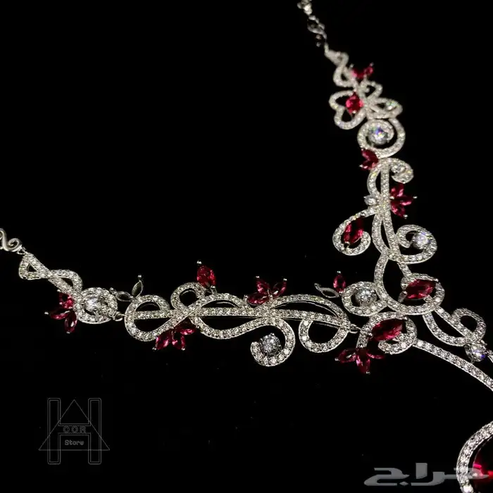 طقم فضة ( Silver ) عيار 925 مرصع بياقوت أحمر (روبي) وزركون 1