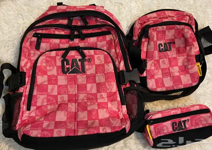حقيبة مدرسية مع حافظة الاكل والمقلمية بناتي ماركة Cat 1