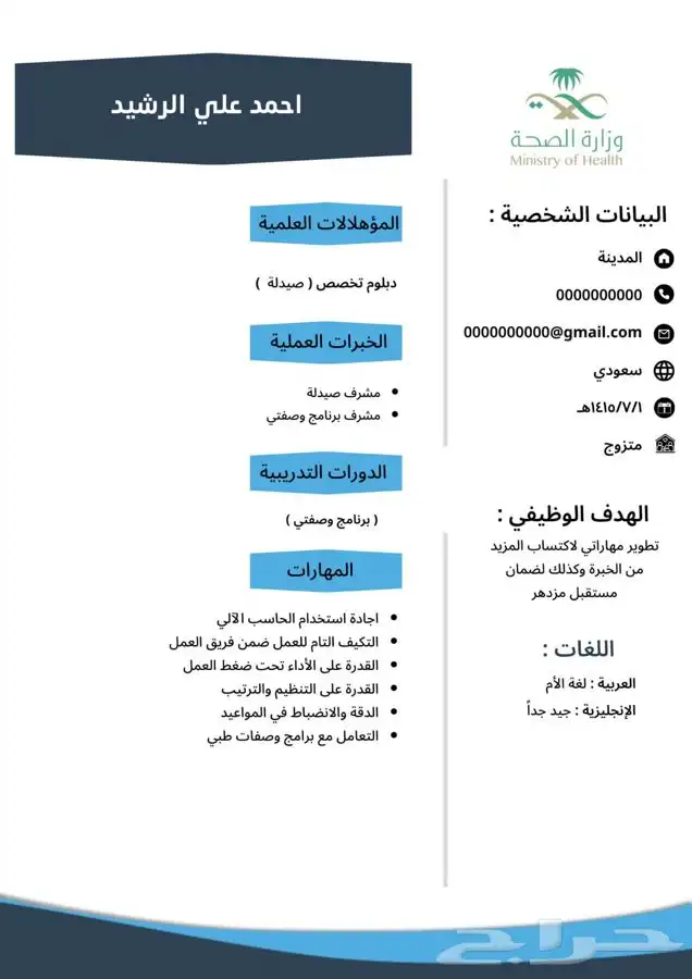 سيرة ذاتية انجليزي وعربي ومدمج 1